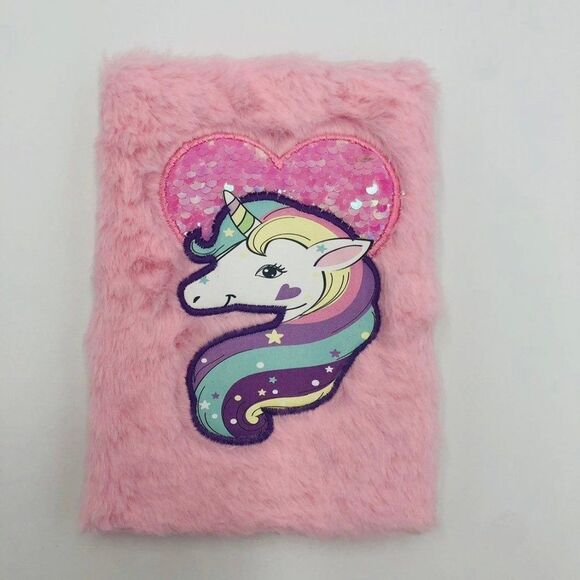 Brand New Plush Pink‎ Unicorn Note Book/Unicorn Magic Diary  For Girls - Picture 1 of 3
